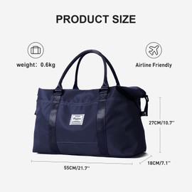 Sport Travel Duffle Bag Large Gym Tote Bag for Women, Weekender Bag Carry on Bag for Airplane, Ladies Beach Bag Overnight Bag Waterproof Hospital Bag Luggage Bag with Wet Bag,A5-Dark Blue