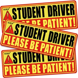 Sukh Student Driver Car Magnet - Be Patient Student Driver Magnet New Student Driver Sticker Funny Safety Rookie Driver Car Bumper Magnets 3 Pcs