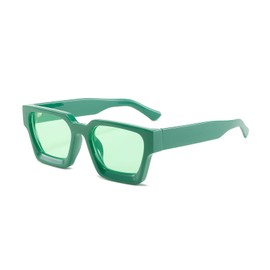 YUELUQU Retro Rectangular Sunglasses Large Square Chunky for Men Women Trendy Sunglasses, Green - green
