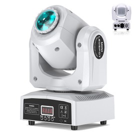 U`King DJ Lights Moving Head 8 Color 8 GOBO Stage Lighting LED Spotlight by DMX and Sound Activated Control for Wedding DJ Disco Parties Church Live Show Bar (White-1 Piece)