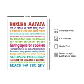 Quotes Wall Decor - Hakuna Matata - Inspirational Gifts for Women, Men, Kids, World Fans - Motivational Wall Art - Decorations - 8x10 print Unframed