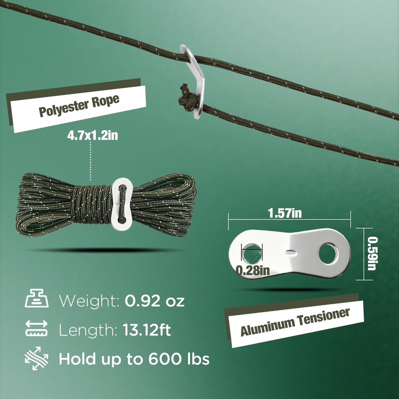 JAICOM 8 Pack 4mm High-Reflective Outdoor Guy Lines, Ultralight Tent