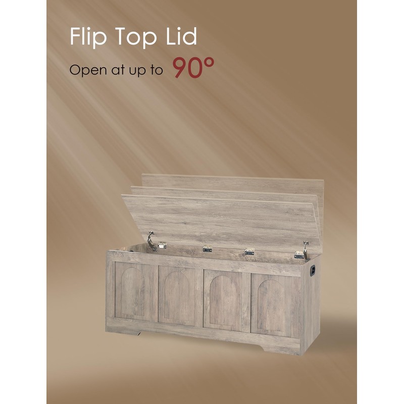 DINZI LVJ Storage Chest, 47.2”Wooden Storage Box with 2 Safety
