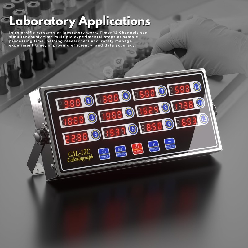 Commercial Kitchen Timer with 12 Channels, Professional LED Digital Timer