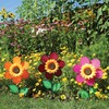 In the Breeze 2705 Pink Sunflower Wind Spinner with Leaves,