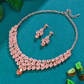 EVER FAITH Women's Jewellery Set Austrian Crystal Wedding Floral Leaf 2 Layers Necklace Earrings Set for Banquet Prom, Crystal, No information