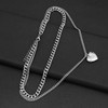 AREUM Necklace, Heart, Double Chain, High Visibility, Stainless Steel, Stackable,