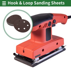 X AUTOHAUX Sandpaper Hook & Loop Sanding Sheets 125x125mm Red 1500 Grit Round Efficient Grinding and Polishing Automobile Manufacturing and Repair Woodworking