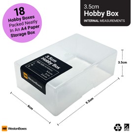 WestonBoxes CraftPack Small Multipack Storage Box for Beads, Jewellery, Sewing, Hobby, Crafts and DIY (18 Craft Boxes, Clear/Transparent)