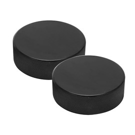 2 Pcs BH-25 Ice Hockey Pucks Bulk Sports Puck Balls for Practicing and Classic Training, Diameter 3", Thickness 1",12.1oz Black