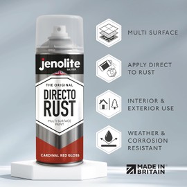 JENOLITE Directorust Spray Paint for Metal - CARDINAL RED - Gloss Finish for Indoor and Outdoor use - Multi-Surface for Metal, Plastic, Ceramic, Wood & Rusted Surfaces - 400ml (13.52fl oz), RAL3001