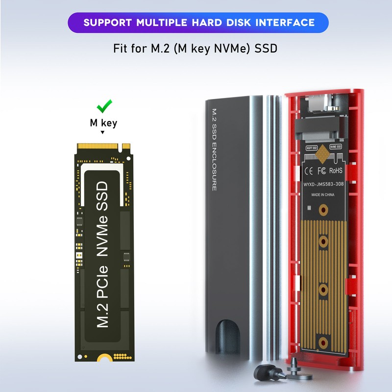 M.2 NVME SSD Enclosure 10Gbps High Speed Transmission PCIe NVMe