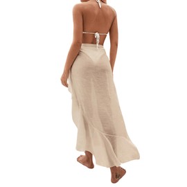 GORGLITTER Sarong Cloth Women's Opaque Bikini Skirt Summer Cover Up Wrap Skirt Sarong Pareo Wrap Beach Skirt Beach Dress, beige, M
