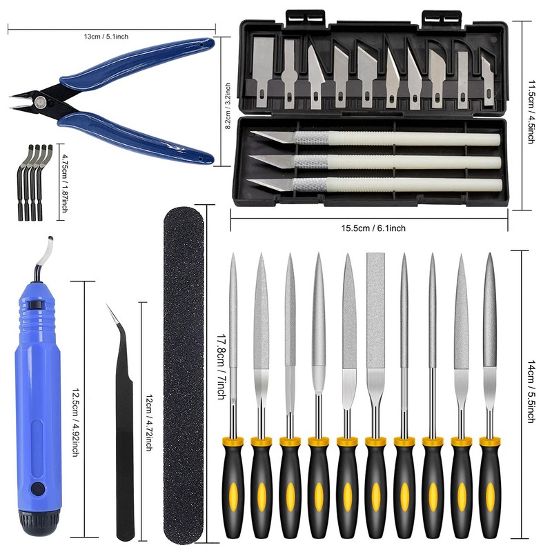 32 Piece 3D Print Tool Kit Includes Debur Tool, Cleaning,