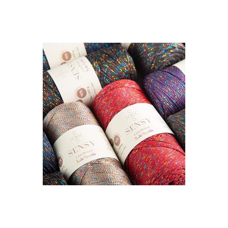 5 Skeins of Sensy Premium 2mm 251 Yards Sparkle Polyester