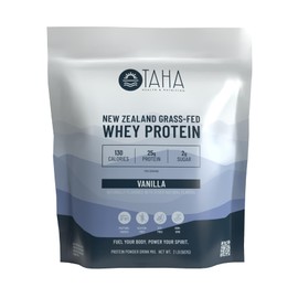 Taha Health & Nutrition Vanilla Flavored Whey Protein Concentrate Powder, 25g Protein, 140 Calories, 2g Sugar | New Zealand Grass-Fed, Free-Range Dairy | Gluten and Soy Free, Keto, Kosher | 2LB