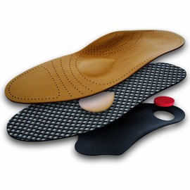 Lenzen Premium Footbed Insole Made of High-Quality Leather, Orthopaedic Shoe Insole with Metatarsal Support, Heel Pad and Activated Carbon (40)