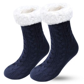 Slipper Socks - Winter Ladies Non Slip Soft Cozy Slipper Socks Fleece Lined Fluffy Socks Knitted Warm Home Socks