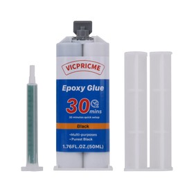 Flinemon Metal Repair Glue, 2 Part Liquid Metal Welding Epoxy Glue Heavy Duty, Epoxy Glue for Metal, Metal to Plastic, Rubber Ceramic Steel Wood Body Filler 1.76 oz Black
