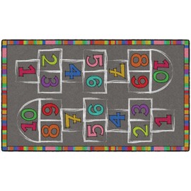 Flagship Carpets Hopscotch Rainbow Numbers Activity Area Rug for Children's Classroom or Home Learning Mat, Kids Room or Playroom Carpet, 3' x 5', Multicolor