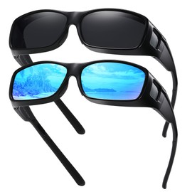 GEGURI Fit Over Glasses Sunglasses for Men Women Polarized, Classic Wrap Around Design Eyewear UV400 Protection