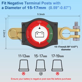 KTROVNN Top Post Battery Disconnect Switch, Car Battery Disconnect Switch, 3rd Gen Battery Kill Switch for Car Truck Boat RV, Heavy Duty, 12V/300A, Negative On/Off