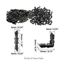 100 Pcs Barbed Irrigation Connectors BOYIDEW 1/4 Irrigation Fittings Tubing Fittings Kit for Flower Pot Garden Lawn for Drip or Sprinkler System