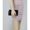 Girly Handbags Ladies Compact Satin Stripe Clutch Bag, black