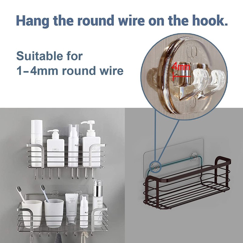 8 Pack Shower Caddy Adhesive Hooks Replacement, Strong sticker Hooks