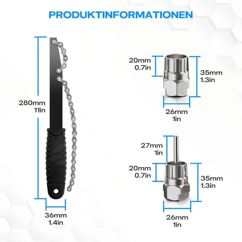 WATSABRO Bicycle Chain Whip with Sprocket Puller and Puller, Universal,