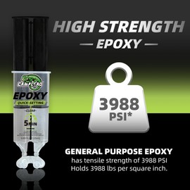 CAMALEAO 2 Part Epoxy Glue - Dries Clear, 5 Minute Epoxy with 2 Mixing Kits, 3988 PSI High Strength Adhesive for Metal, Plastic - 0.85 Ounce Syringe (Pack of 1)