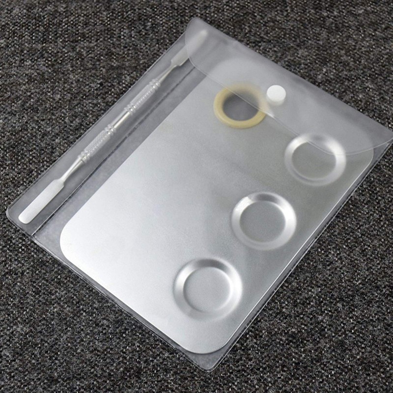 KissDate Makeup Palette 6x4inch Stainless Steel 3-well Nail-art Cosmetic Artist