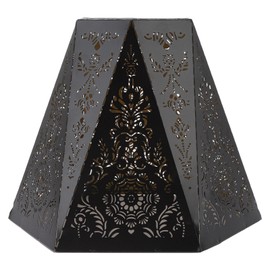 Lamp Shades Modern Scandinavian Style E27 E26 Wrought Iron Hexagonal Carved Lampshade for Bedroom Bedside Decoration