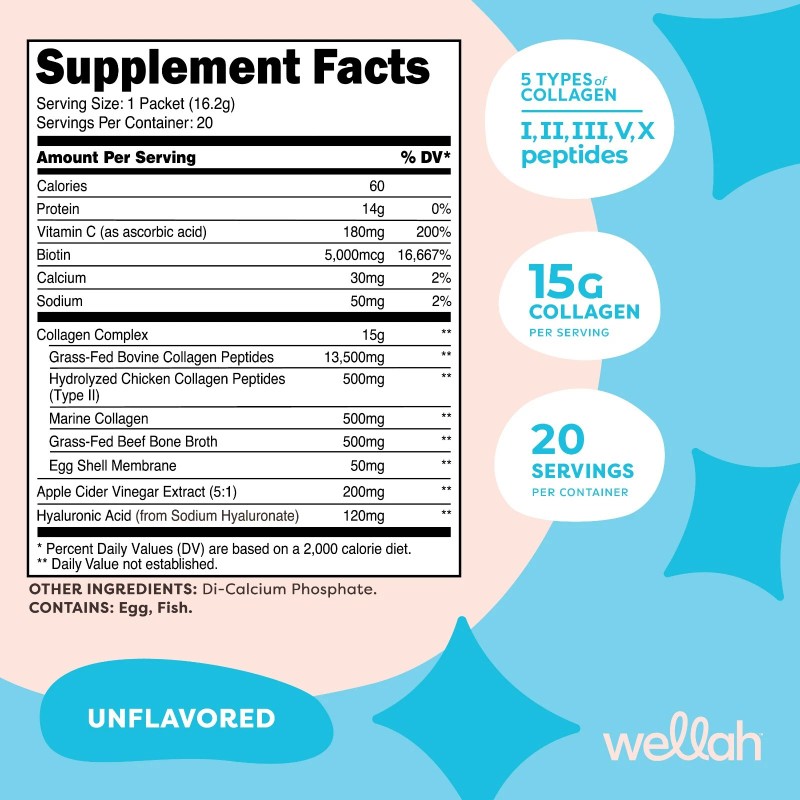 Wellah Multi Collagen Protein + Beauty Unflavored (20 Stickpacks) -