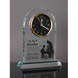 WinTaim Grandpa Glass Clock Gift from Granddaughter or Grandson - Unique Grandfather Clock Gift Ideas for Great Grandpa Birthday, Christmas, Thanksgiving