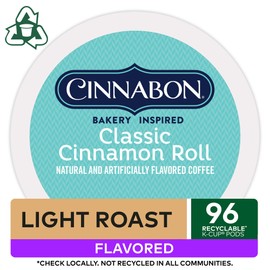 Cinnabon Classic Cinnamon Roll, Single-Serve Keurig K-Cup Pods, Flavored Coffee, 96 Count (4x24 count)