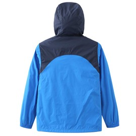 GRANDWISH Boys Waterproof Rain Jacket, Lightweight Active Hooded Raincoat, Blue XL-14