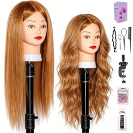Cabeza De Maniquí Con 80% De Cabello Humano Lisa De 66 A 71 Cm Cabeza De Muñeca Con Cabello Cabeza De Maniquí De Cosmetología Cabello Humano Para Peluquería