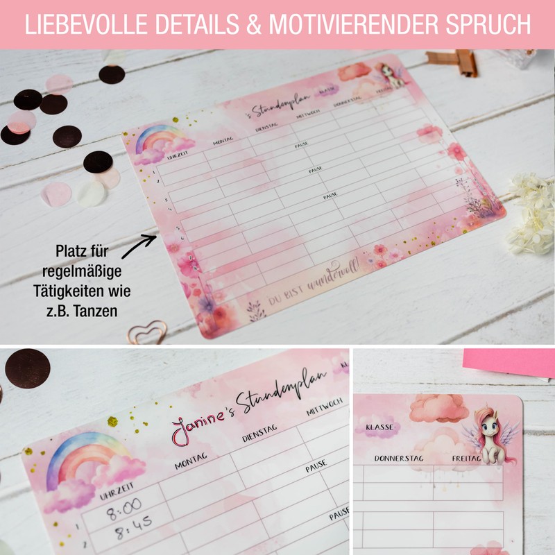 TOBJA Unicorn timetable wipeable - sticks to all smooth surfaces,