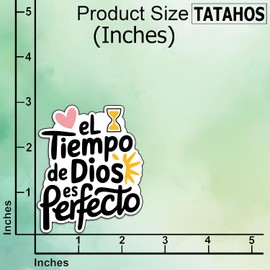 (3Pcs) El Tiempo de Dios ES Perfecto Stickers Christian Inspirational Bible Quote Waterproof Vinyl Decal Kindle Water Bottle Bumper Car Hard Hat Phone Laptop Religious Scripture Prayer Gifts - 3x2.5