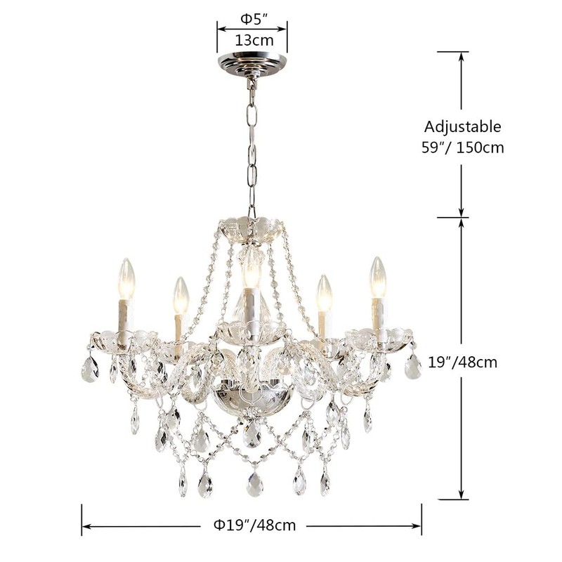 Saint Mossi 5 Light Modern Contemporary Elegant K9 Crystal Glass