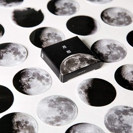 Mini Size Scrapbooks Stickers Decals, Doraking DIY Decoration Super Cool Moon Stickers for Laptop Scrapbook Suitcase Notebooks Album, Dimension Less 1.73'', Including Repeat (Moon Phase, 45pcs/Box)