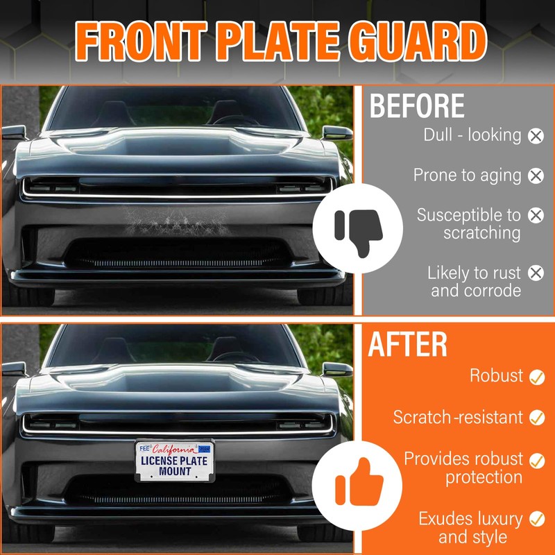 ABS Front License Plate Holder & Frame Bracket- Enhanced Anti-