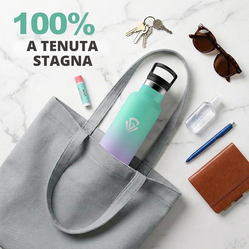 JAPORIA Borraccia Isolante 1L con Cannuccia, Bottiglia Acqua Acciaio Inox,