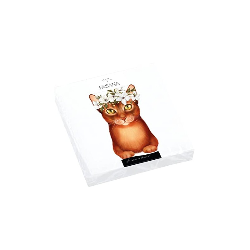 20 Napkins Cat with Flower Decoration Animals Flowers Table Decoration