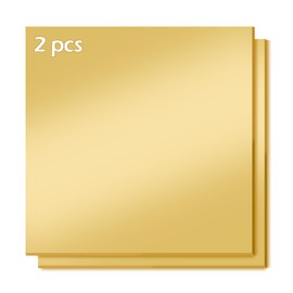 Gold Mirror Acrylic Sheets, 2 Pack 12" x 12" Square Acrylic Sheets 1/8" Thick (3mm) Rigid Tinted Mirror Acrylic Plastic Sheets for Cutting, Laser Cutting and Engraving