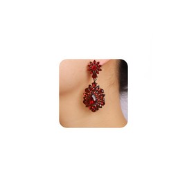 fxmimior Women Christmas Red Green Black Rhinestone Earrings Dangling for Women Chandelier Statement Tassel Black Earrings Silver Sparkly Drop Crystal Earrings Long Dangle Earrings for Women,