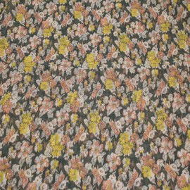 Army Green Peach Small Floral Pattern Printed Stretch Power Mesh Fabric by The Yard