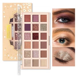Eyeshadow Palette with 18 Shades, Matte Shimmer Low Saturation Eyeshadow Palette, Highly Pigmented, Waterproof and Long Lasting Silky Texture Eyeshadow Palette Eye Makeup for Women