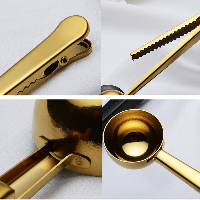 10 Pakcs Scoop and Clip 2 in 1 Stainless Steel